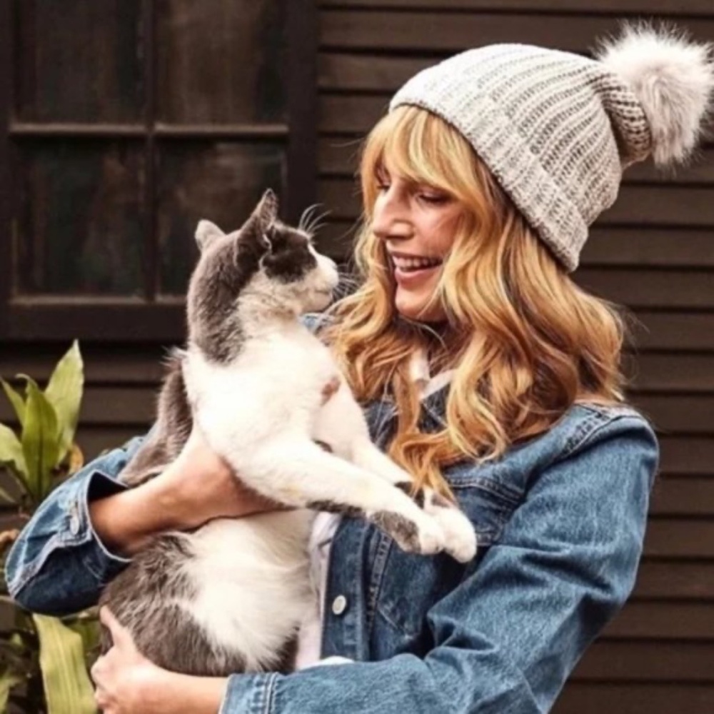 Jules Kaye Soft Gray Pom Pom Beanie